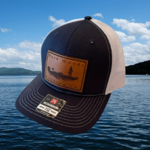 Bass Fishing Authentic Buffalo Leather Patch Navy/White Trucker Hat