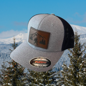 Sasquatch Mountain Authentic Leather Patch Heather Grey/Black Flexfit Hat