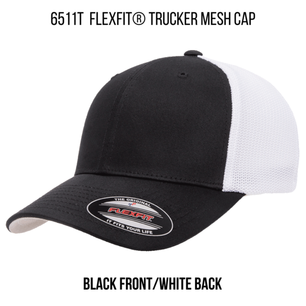 6511T FLEXFIT Black Front/White Back